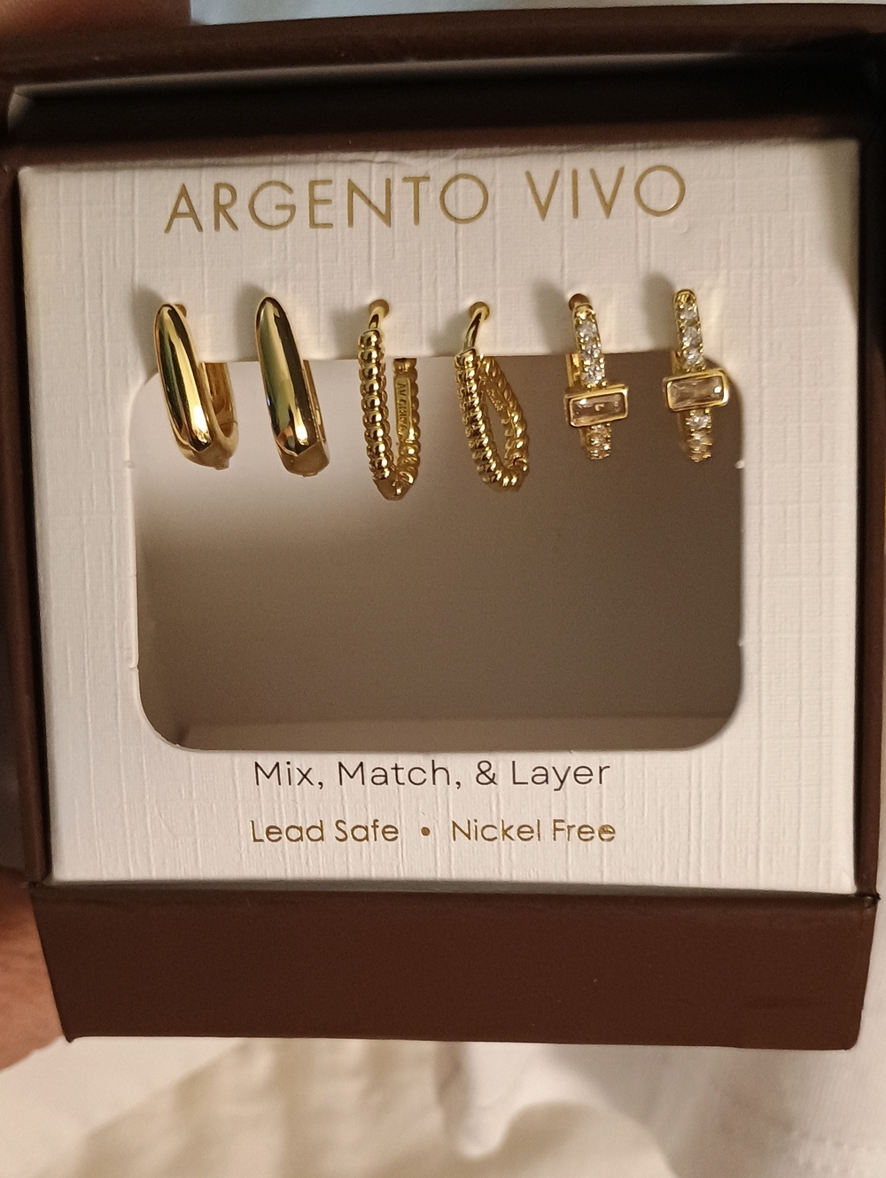 Argento Vivo Gold Tone Mixed Hoop & Huggie Earring Set - 6 Pack